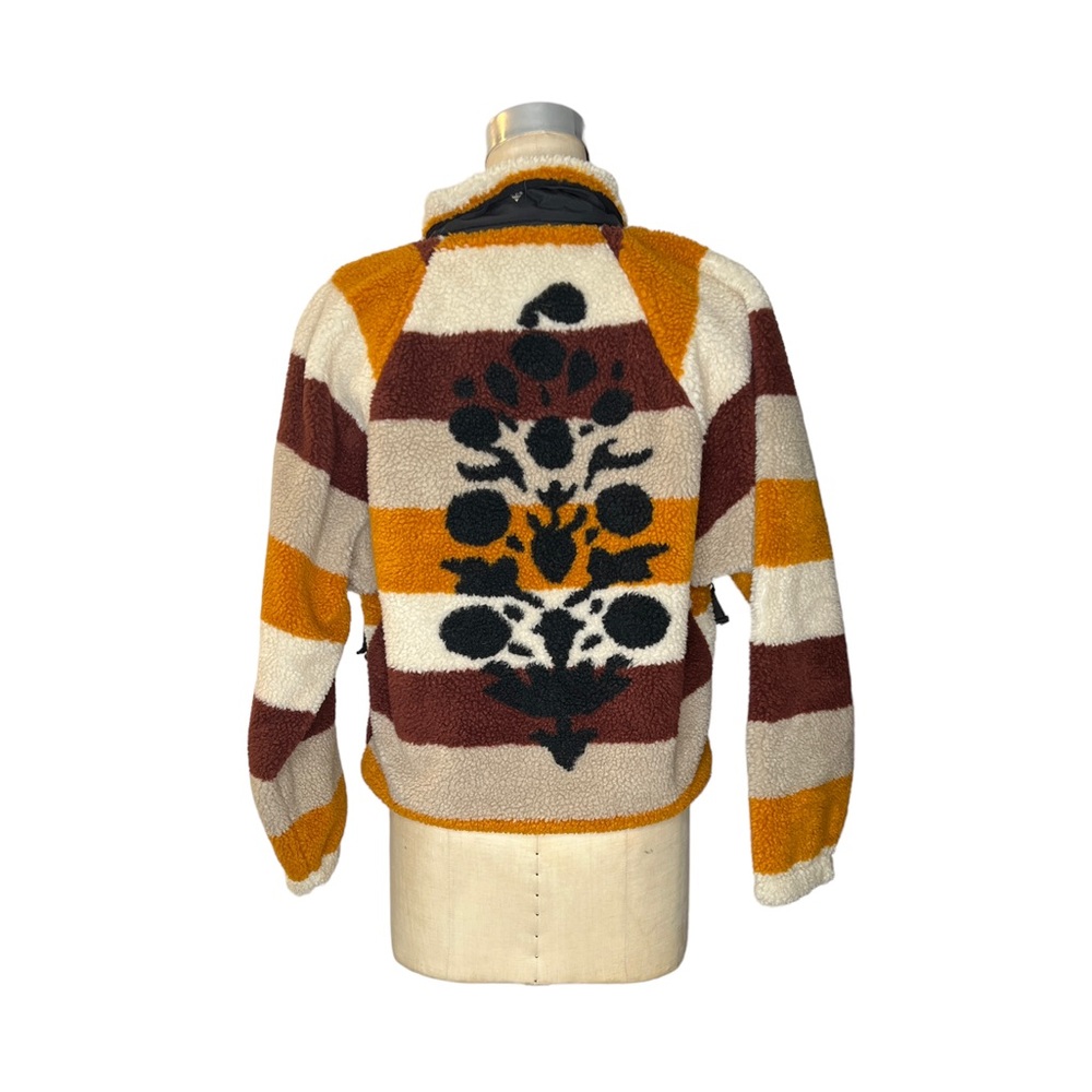 Free People S Movement Rocky Ridge brown stripe fleece jacket - Picture 3 of 8